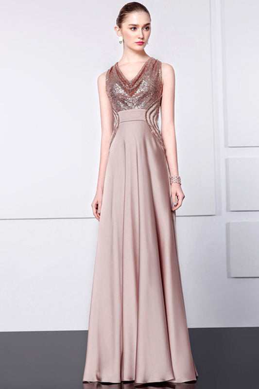 V-Neck Sequin Top  With  Beaded Party Dress