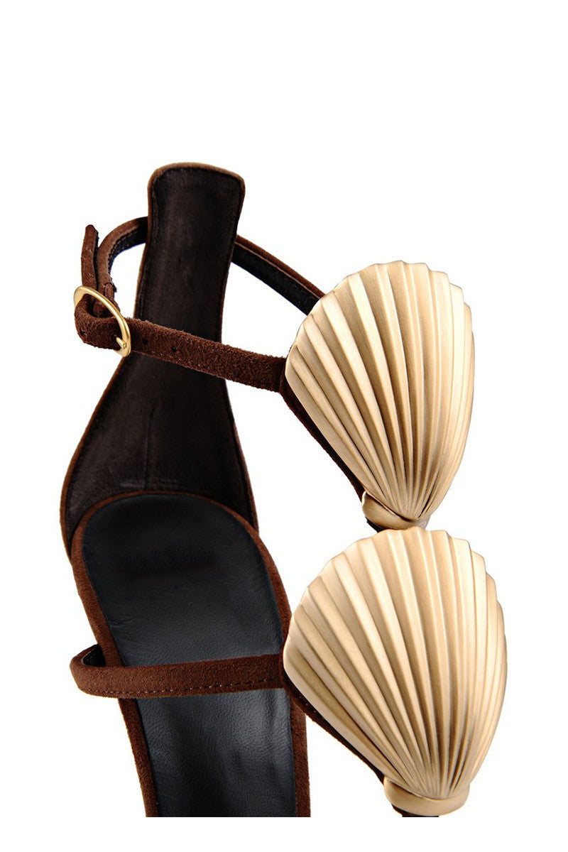 Peep Toe Metallic Strappy Heels Sandals