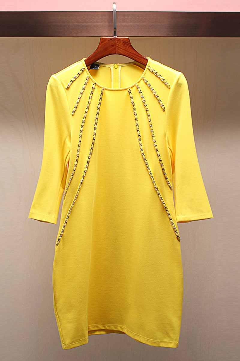 WOMEN'S ELEGANT ROUND NECK 3/4 SLEEVE WEAR TO WORK FORMAL DRESS