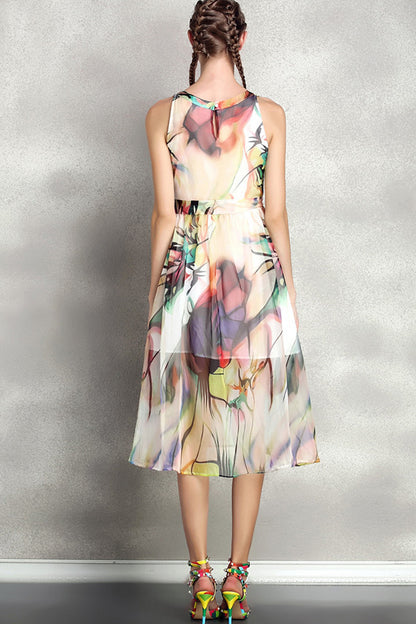 [30% OFF TILL 7 APR] Casual Sleeveless Floral Printed Vacation Midi Dress