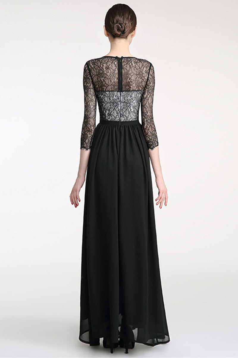 3/4 Sleeve Round Neck Lace Corset Dress