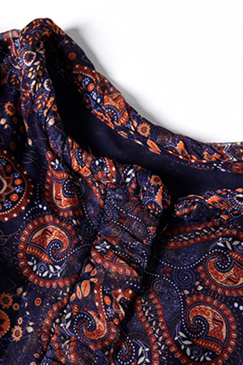 3/4 SLEEVE PRINTING VOCATIONG PARTY DRESS
