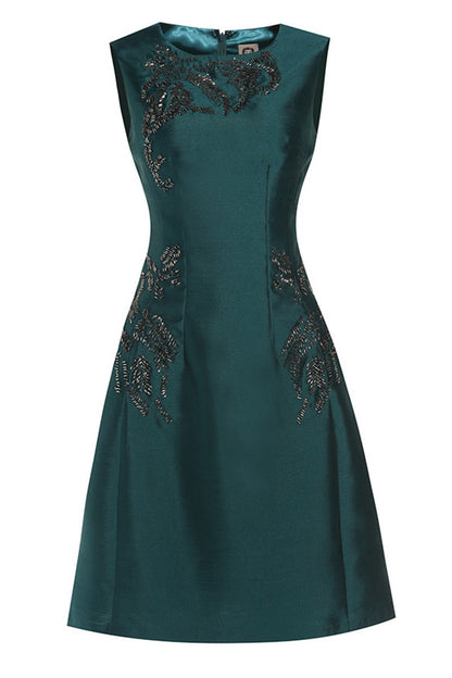 Round Collar Beaded Applique Full Dress