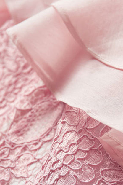 Off Shoulder Ruffle Hem Lace Applique Spaghetti Dress