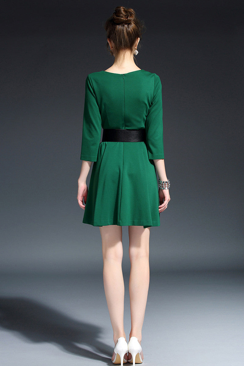 WOMEN'S ELEGANT 3/4 SLEEVE ROUND NECK SLIM PARTY DRESS