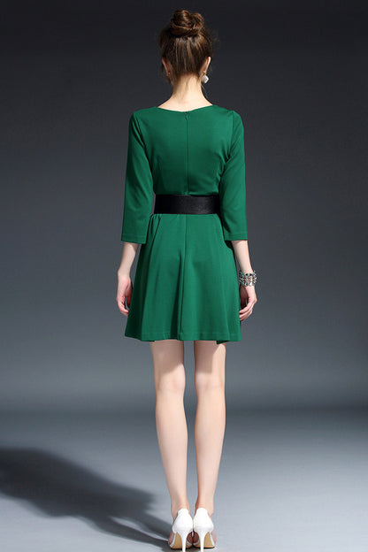 WOMEN'S ELEGANT 3/4 SLEEVE ROUND NECK SLIM PARTY DRESS