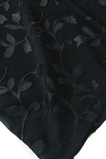 Round Collar Hollow Out Embroidery Irregular Flare Hem Slim Plus-Size Dress