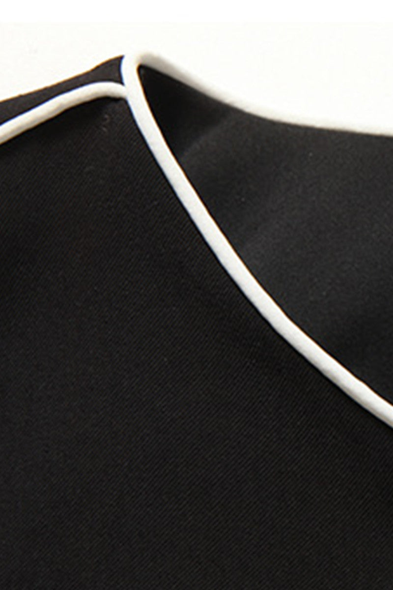 White Black Contrast Stripe Dress