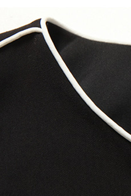 White Black Contrast Stripe Dress