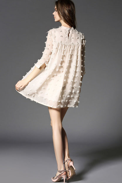 CASUAL LOOSE ROUND NECK HALF SLEEVE CHIFFON SHORT DRESS