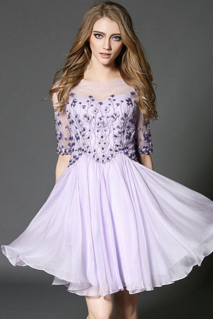 Rosette With Beaded Lace Bridesmaid Lace Dress