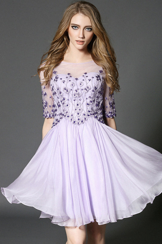 Rosette With Beaded Lace Bridesmaid Lace Dress