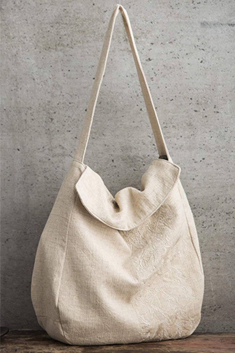Embroidered Linen Tote Bag