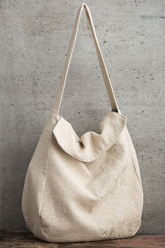 Embroidered Linen Tote Bag