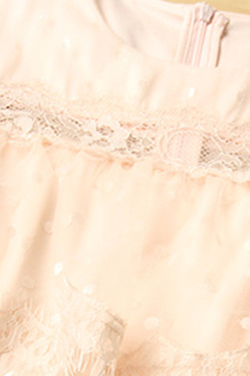 A-LINE LACE SHORT SLEEVE SLIM FLARE COCKTAIL DRESS