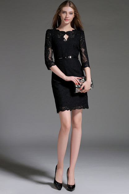 Full Lace Scoop Edge Short Dress