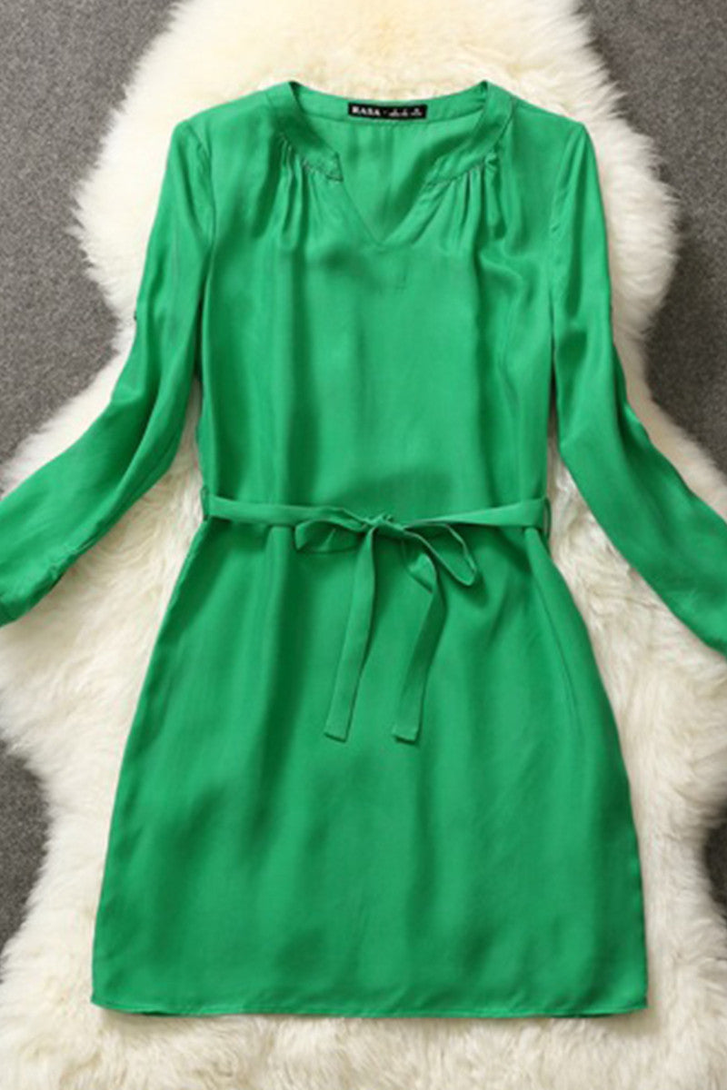 Roll-Up Sleeve Pullover Dress