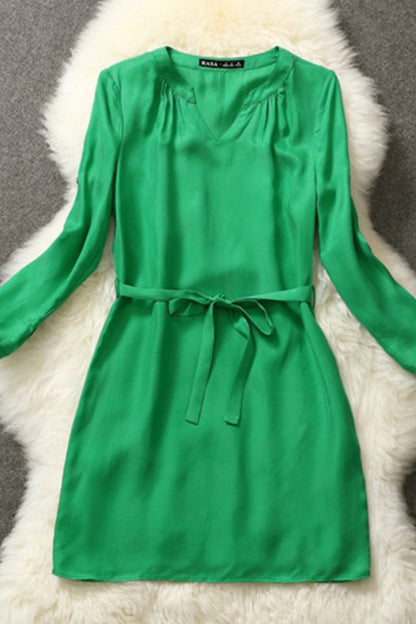 Roll-Up Sleeve Pullover Dress