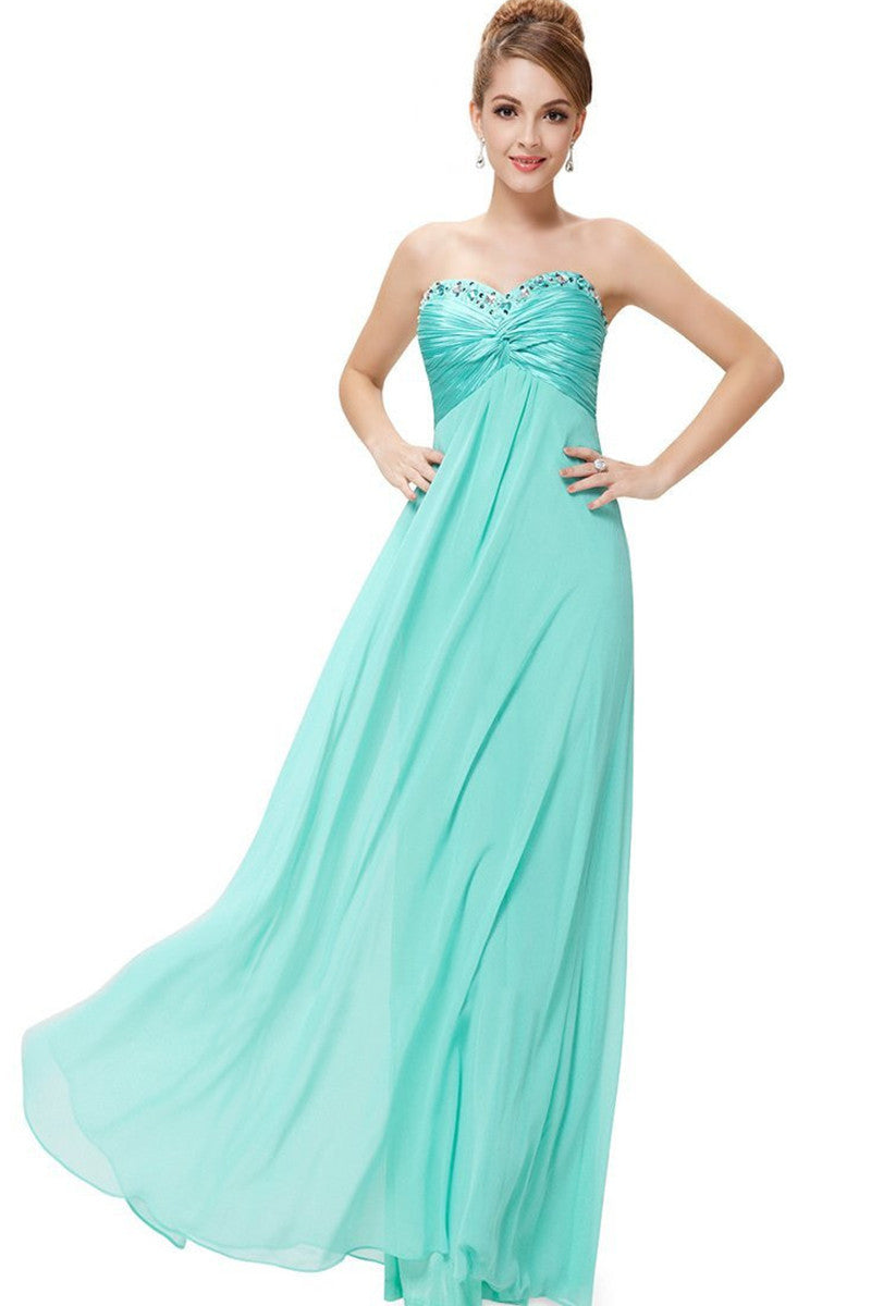 Strapless Sweetheart Rhinestone Ruffles Long Dress Gown