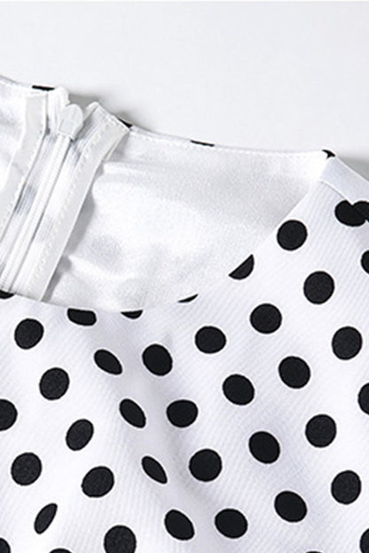 Round Collar Dots Slim Fish Tail Midi Bodycon Dress