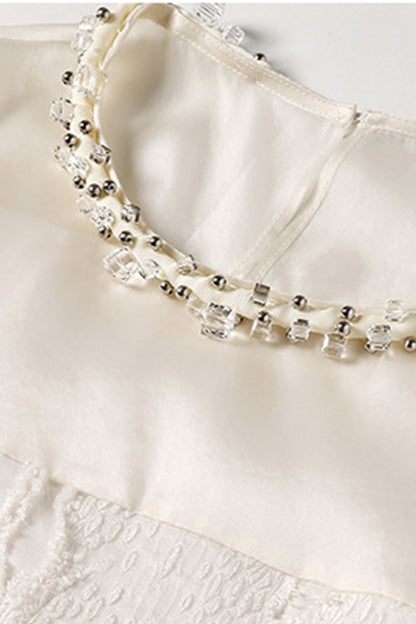 Embroidered With Bead Sleeveless Short Dress