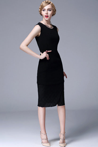 Contast Tiered Bottom Cocktail Midi Dress