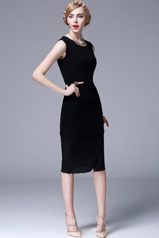 Contast Tiered Bottom Cocktail Midi Dress