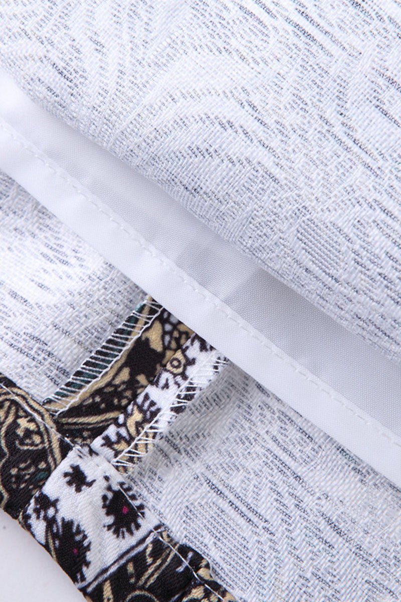 Round Collar Slim Retro Jacquard Pattern Slim Dress - NJOYDRESS - 4