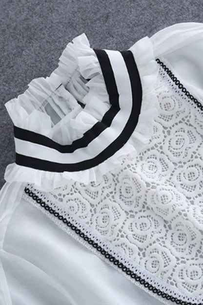WOMEN'S RUFFLED COLLAR CASUAL LOOSE BLOUSE
