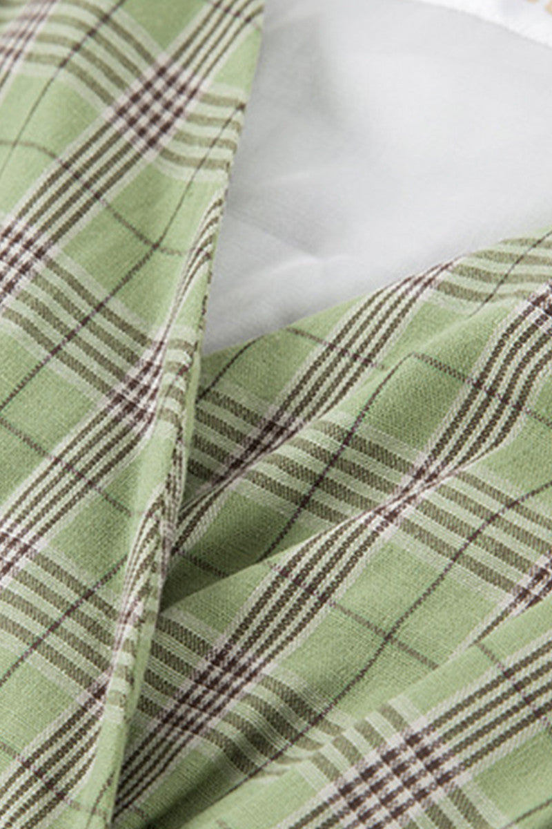 Deep-V Surplice Check High Slit Cocktail Dress