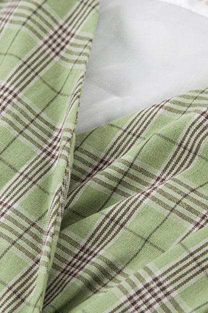 Deep-V Surplice Check High Slit Cocktail Dress