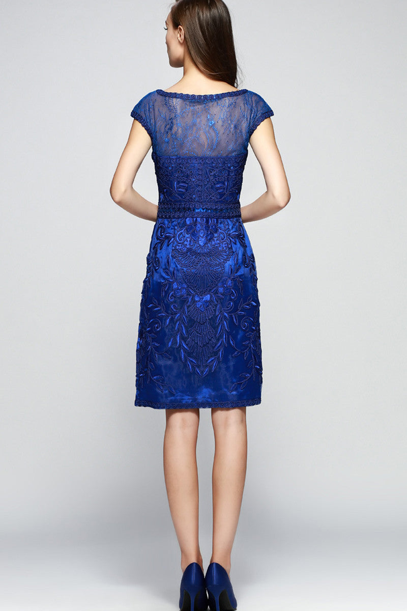 See Through Mesh Floral Embroidered Slim Dress