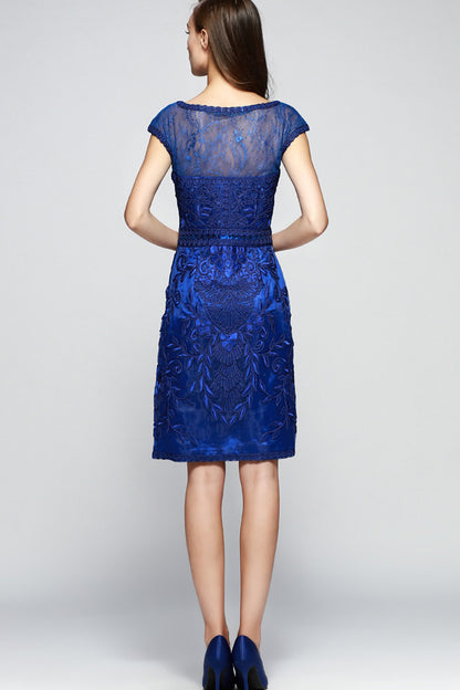 See Through Mesh Floral Embroidered Slim Dress