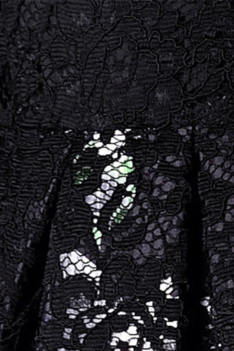 Women's Slim Printing Dress Lace Long Sleeve Short Dress