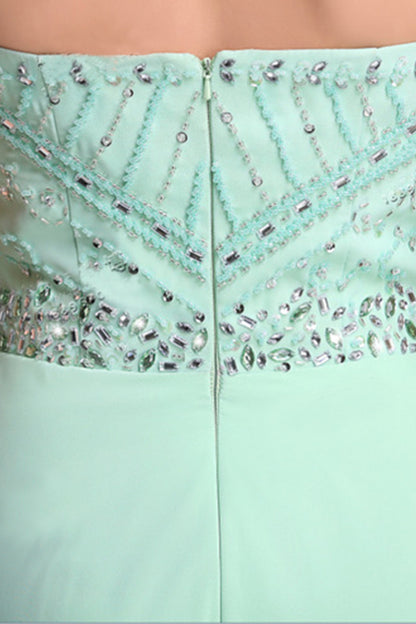 Strapless Empire Long Crystals Beaded Prom Evening Corset Dresses