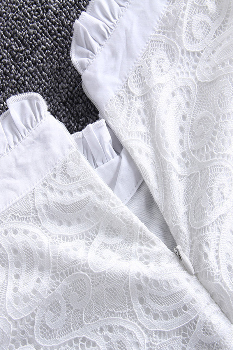Faux Two Piece Lace Top With Pencil Skirt - NJOYDRESS - 4
