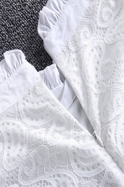 Faux Two Piece Lace Top With Pencil Skirt - NJOYDRESS - 4