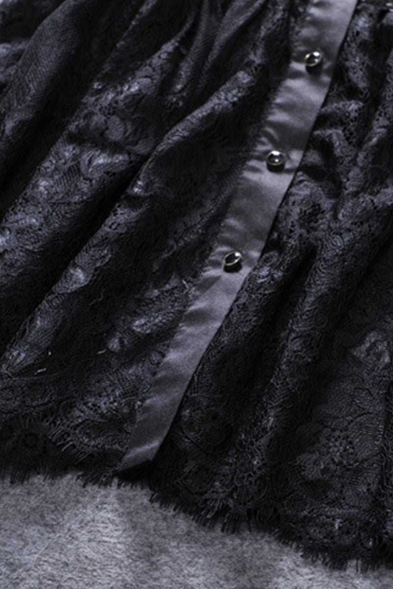 V Neck Sigle Breasted Sequin Hollow Out Lace Blouse