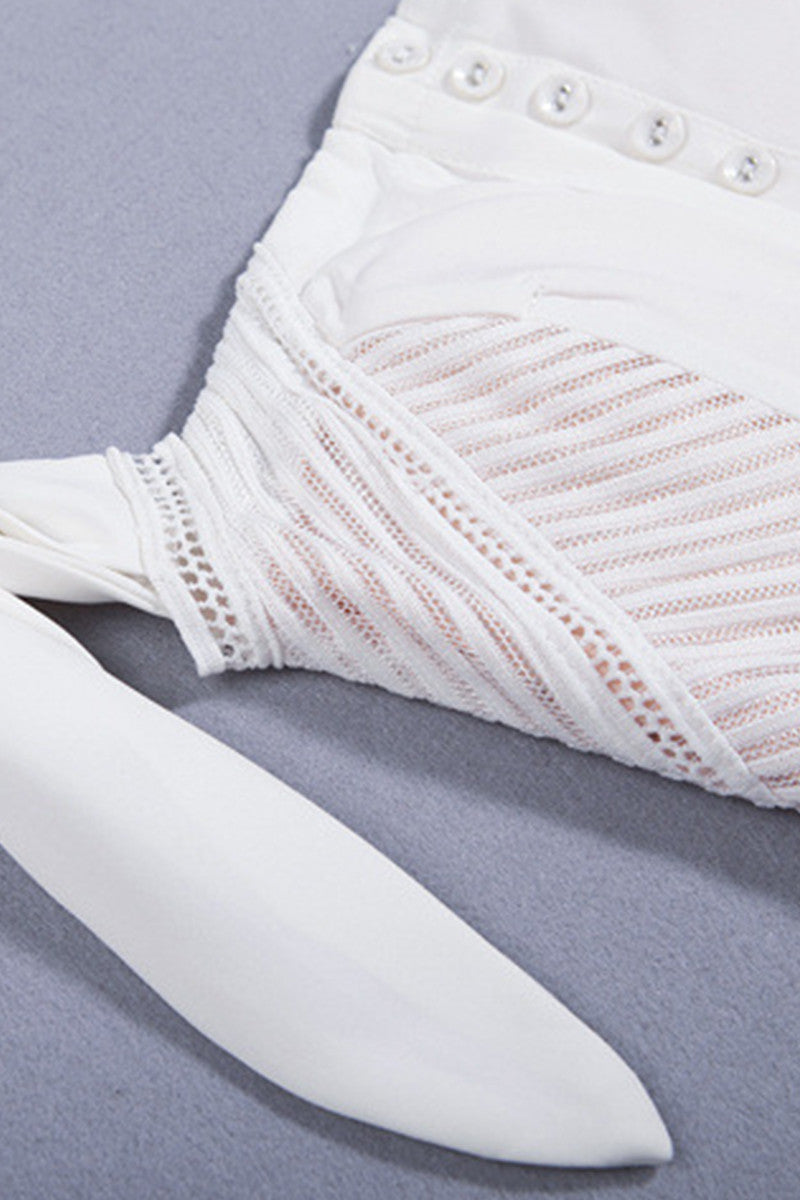 Sexy Lace Embroidery Off Sleeve Slim Club Suit