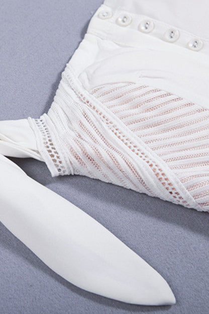 Sexy Lace Embroidery Off Sleeve Slim Club Suit