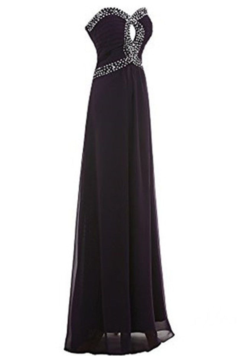 Sweetheart Strapless Rhinestone Beaded Bust Runched Gown Long Dress