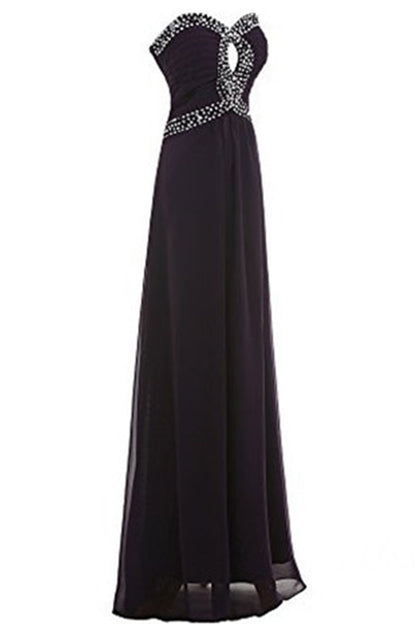 Sweetheart Strapless Rhinestone Beaded Bust Runched Gown Long Dress
