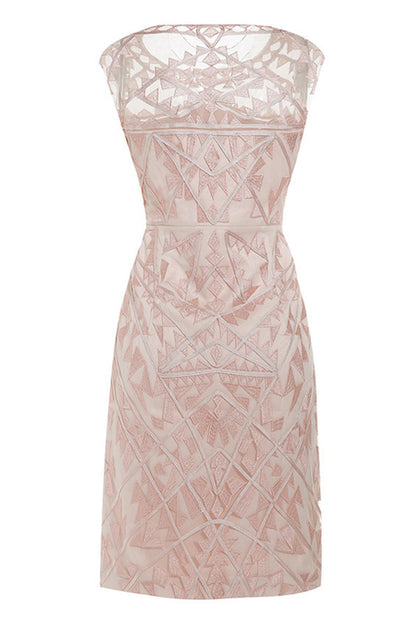 Solid Embroidered Lace With Lining Layer Cocktail Dress