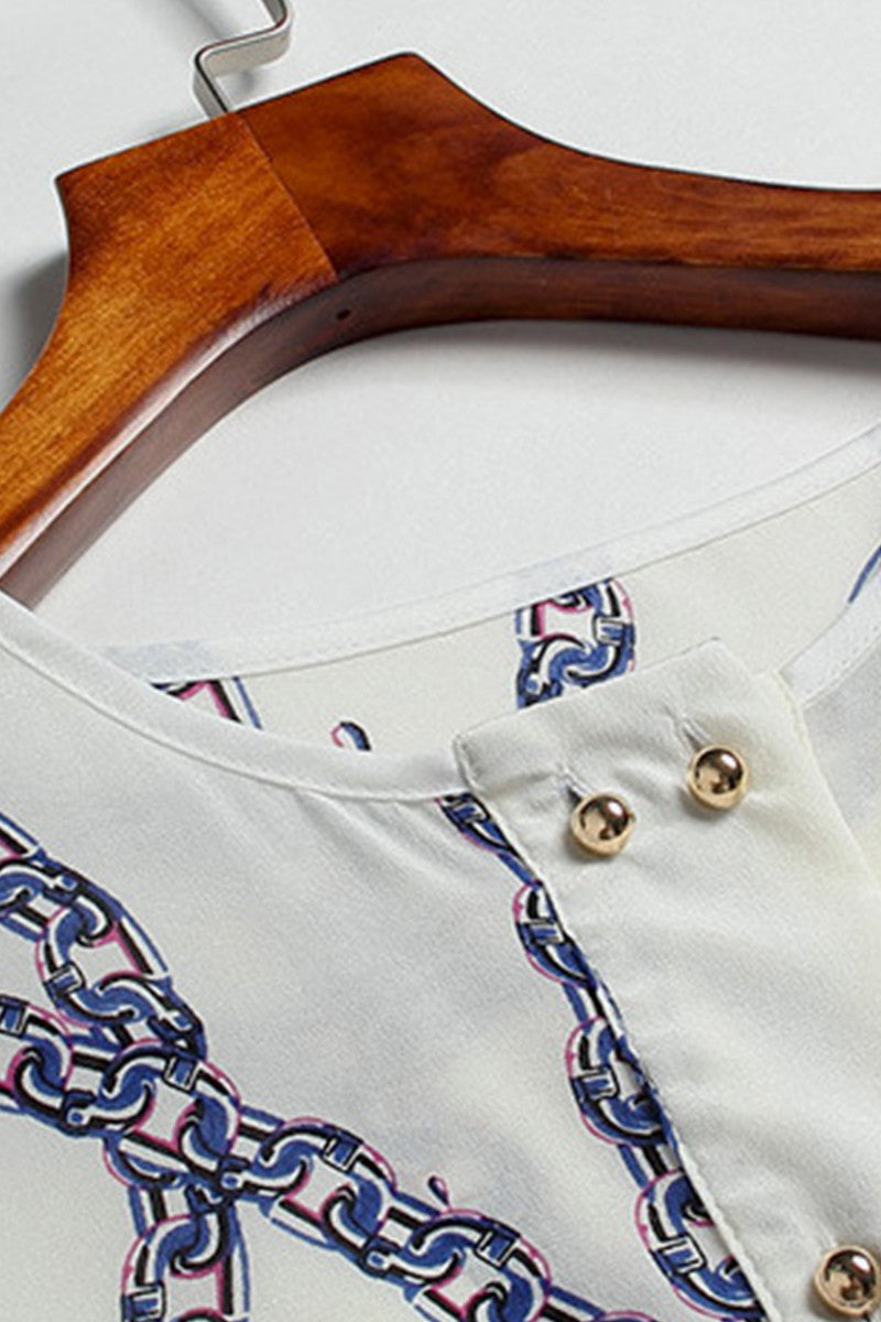 Casual Wear To Work Chain Pattern Printed Loose Blouse