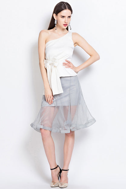 [30% OFF TILL 8 APR] Grace Slash Neck Fitted Sleeveless Casual Top
