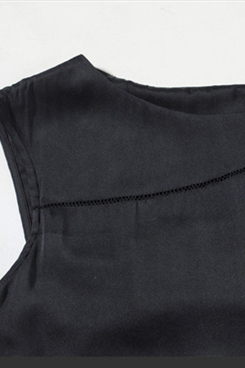 Round Collar Sleeveless Irregular Maxi Dress