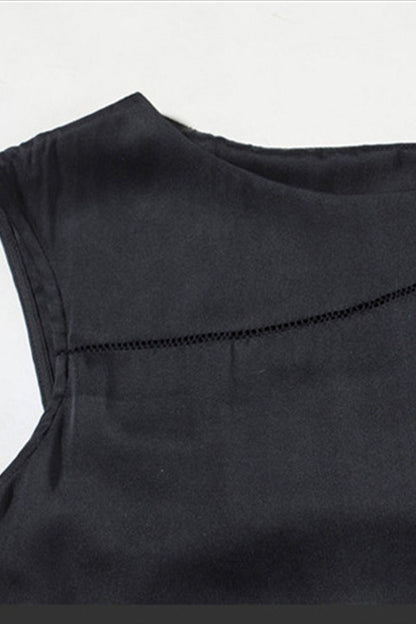 Round Collar Sleeveless Irregular Maxi Dress