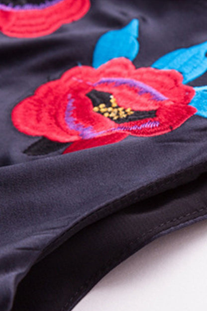 Peony Embroidered Sleeveless Cocktail Dress