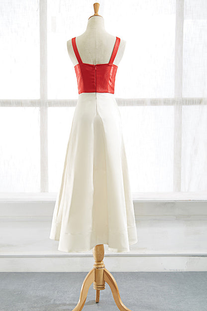 Backless Color Block Fit-and-Flare Cocktail Dress