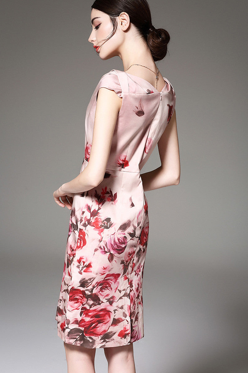 [30% OFF TILL 8 APR] Elegant V Neck Printing Slim Vintage Dress